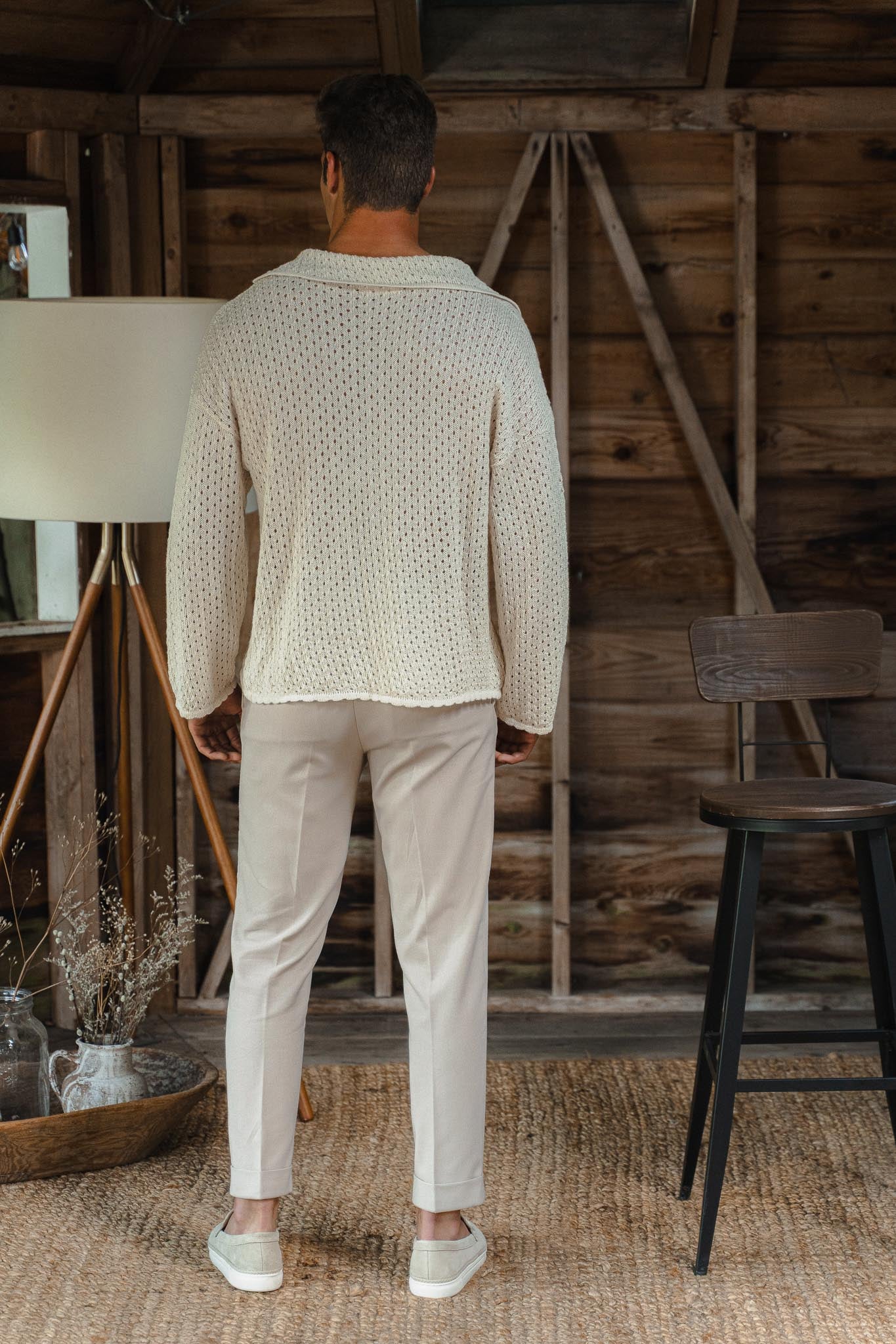 The Haze Alpaca Open Knit Sweater in cream