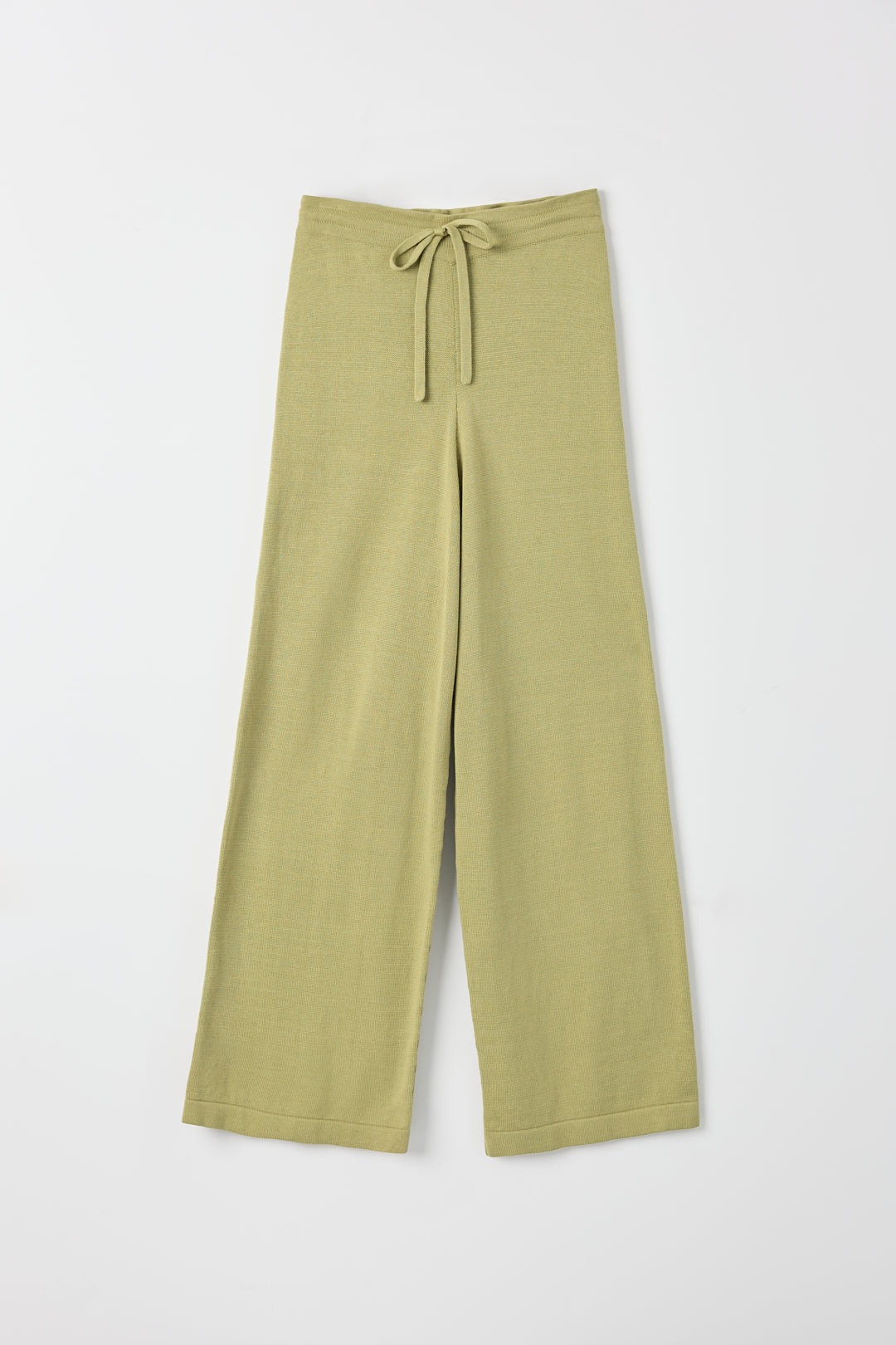 Alba Pants in Olive, cotton and baby alpaca wide-leg pants by Ahblo, flat lay