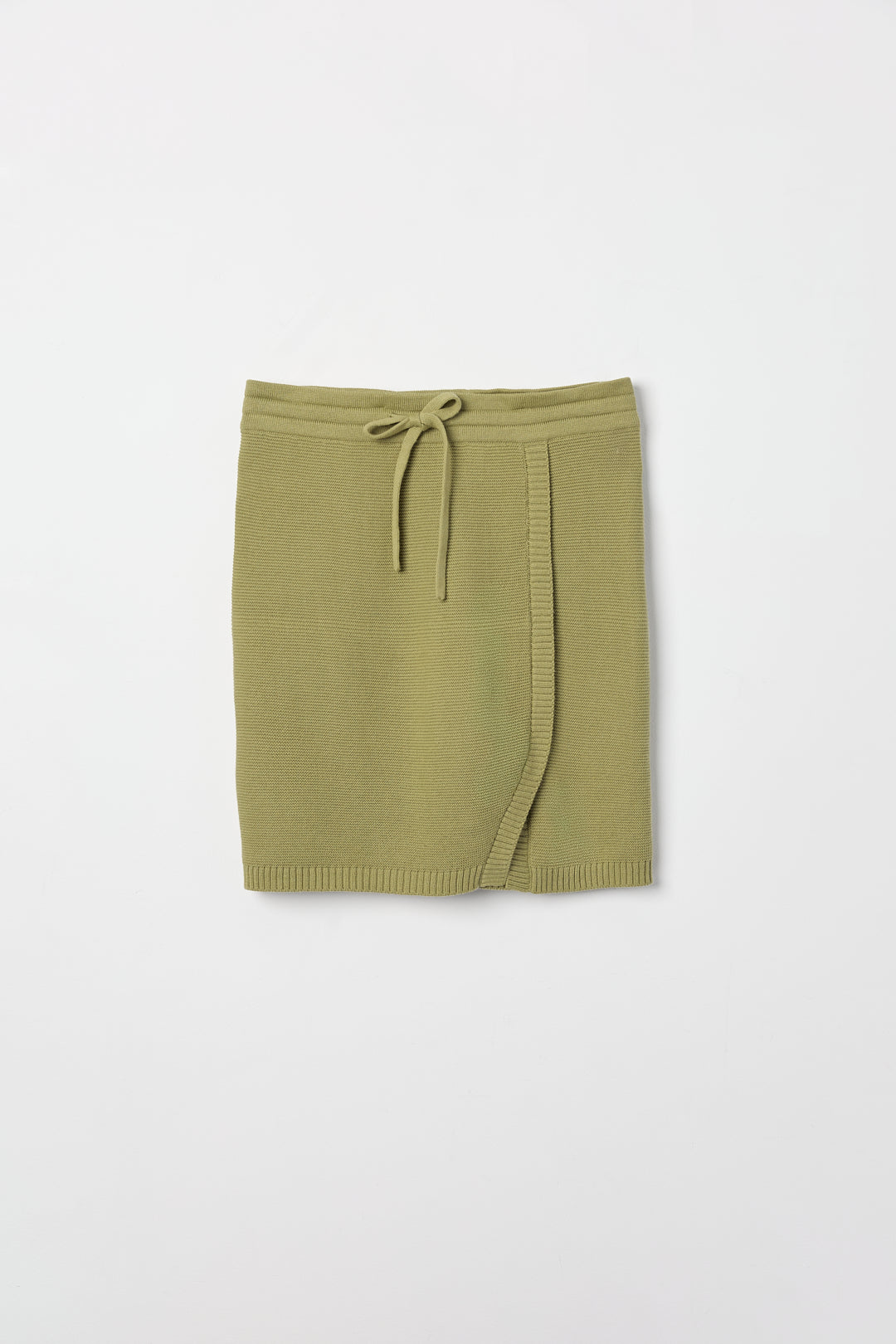 Alin Mini Skirt in Olive, cotton and baby alpaca mini skirt by Ahblo, flat lay