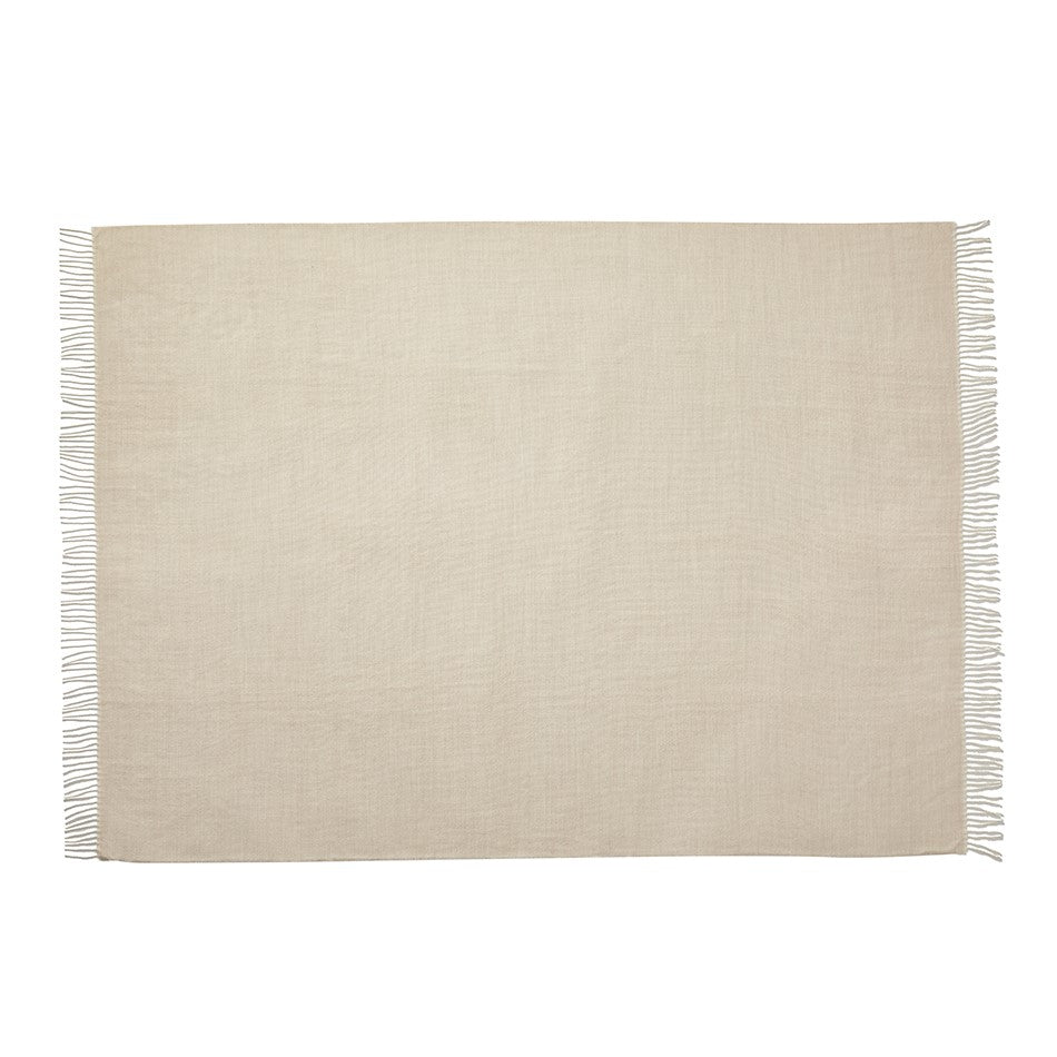 Elia Throw in Cream, baby alpaca throw blanket by Ahblo, flat lay