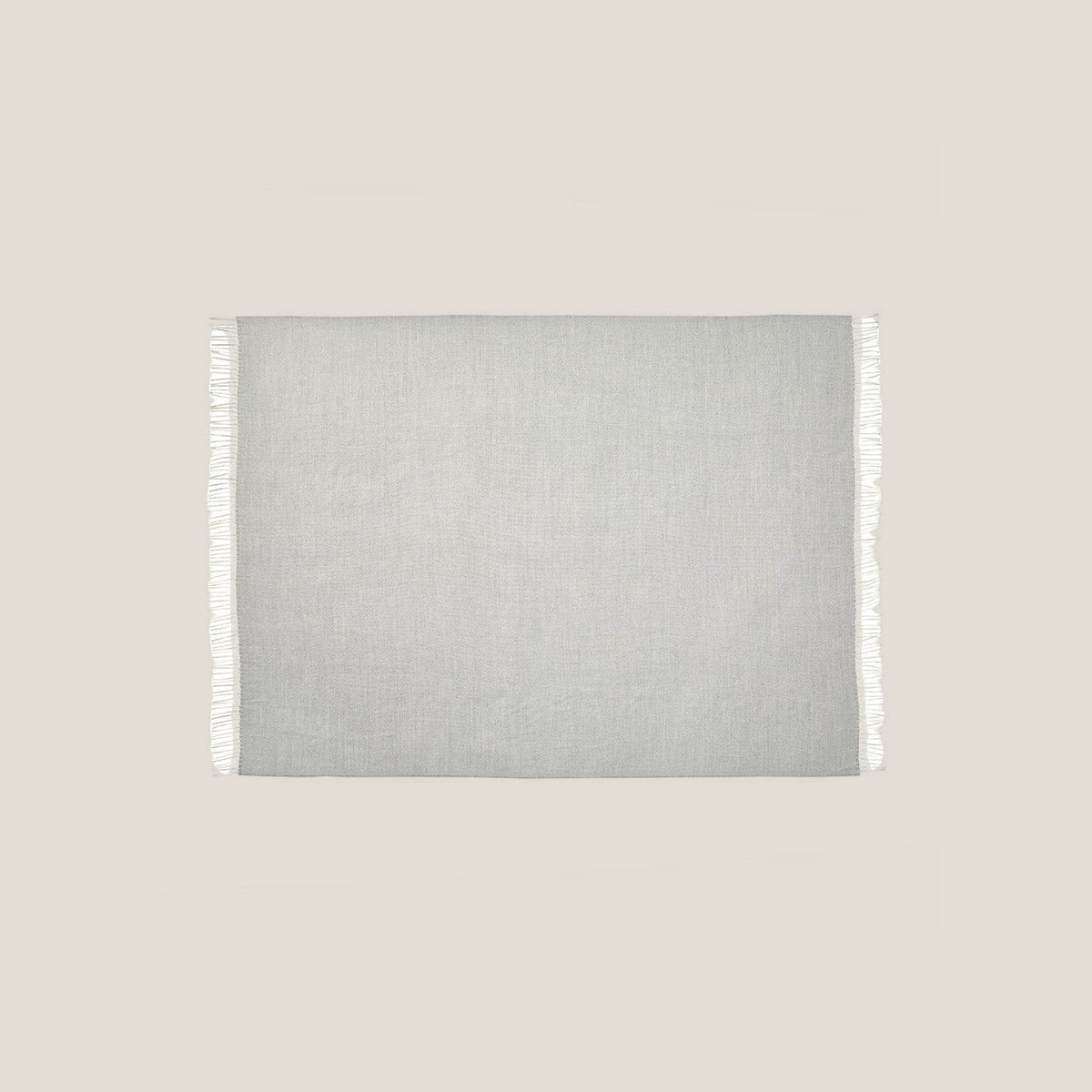 Elia Throw in Mist Grey, baby alpaca throw blanket by Ahblo, flat lay