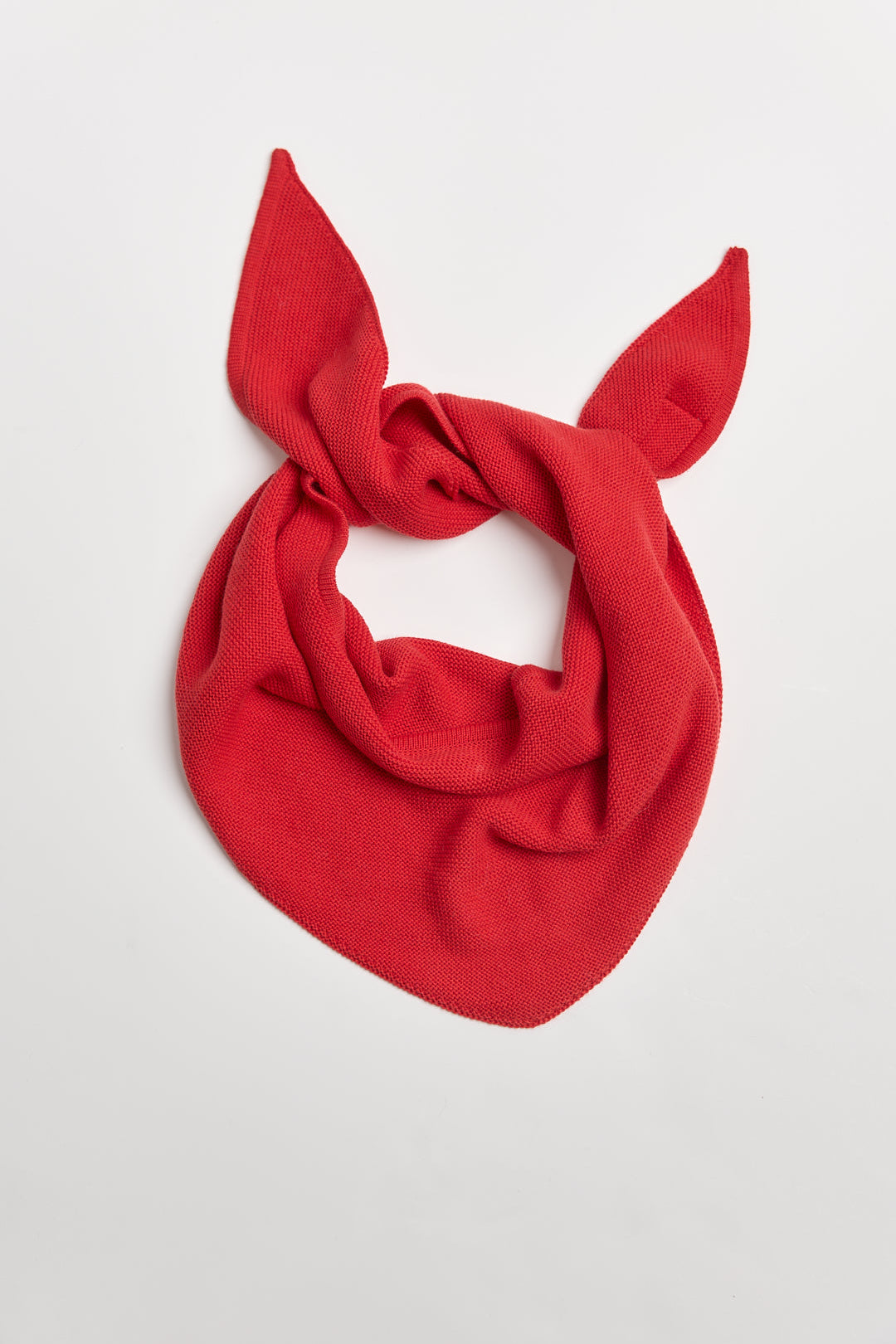 Nora Scarf in Cerise, cotton and baby alpaca triangle scarf by Ahblo, flat lay