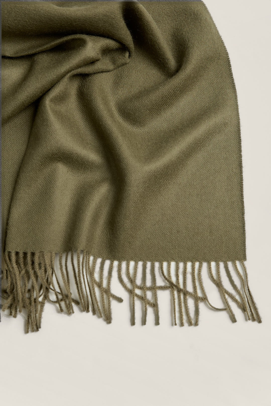 Baby alpaca scarf in Moss by Ahblo, flat lay