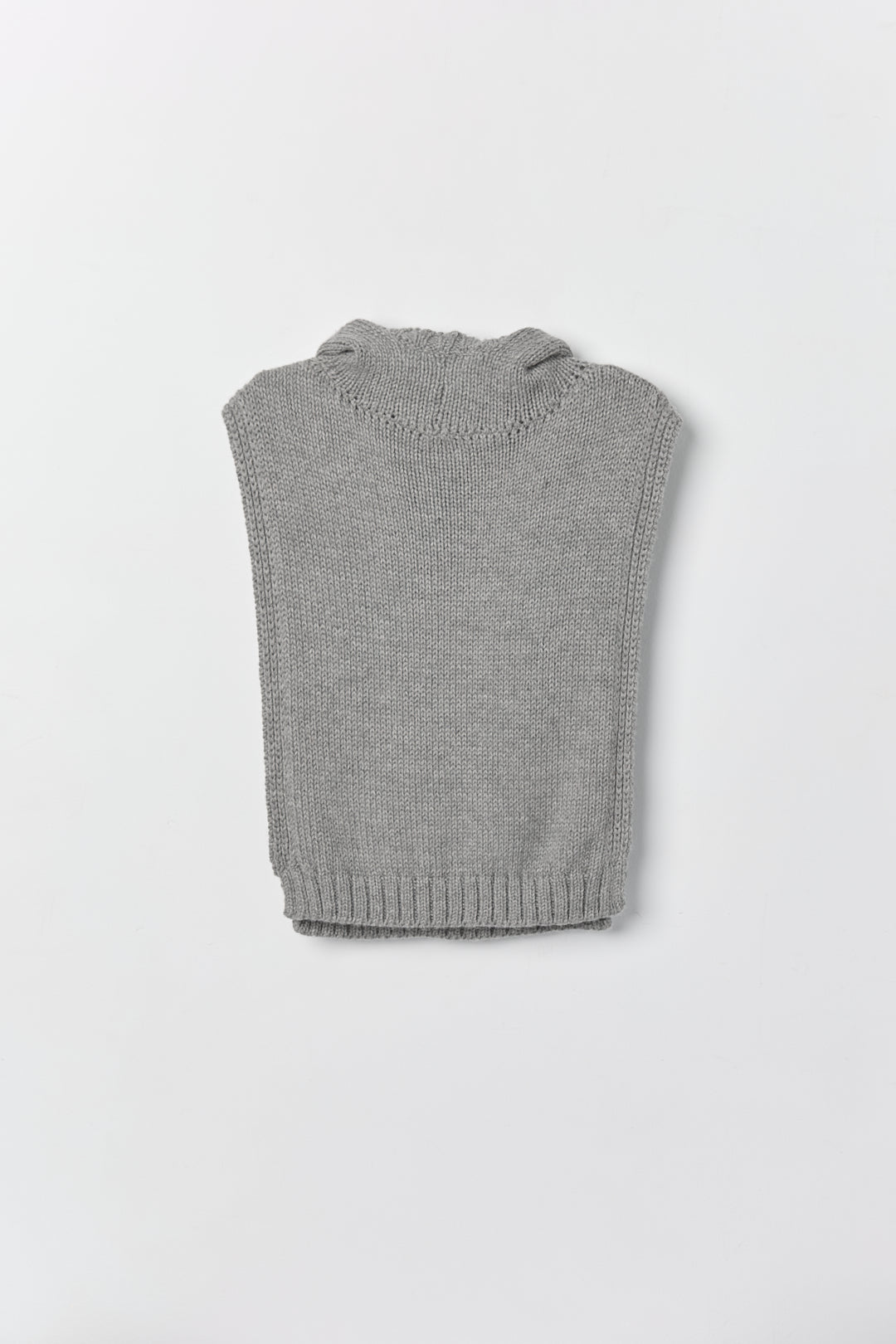 Tofino Poncho in Mist Grey, baby alpaca mini poncho by Ahblo, flat lay
