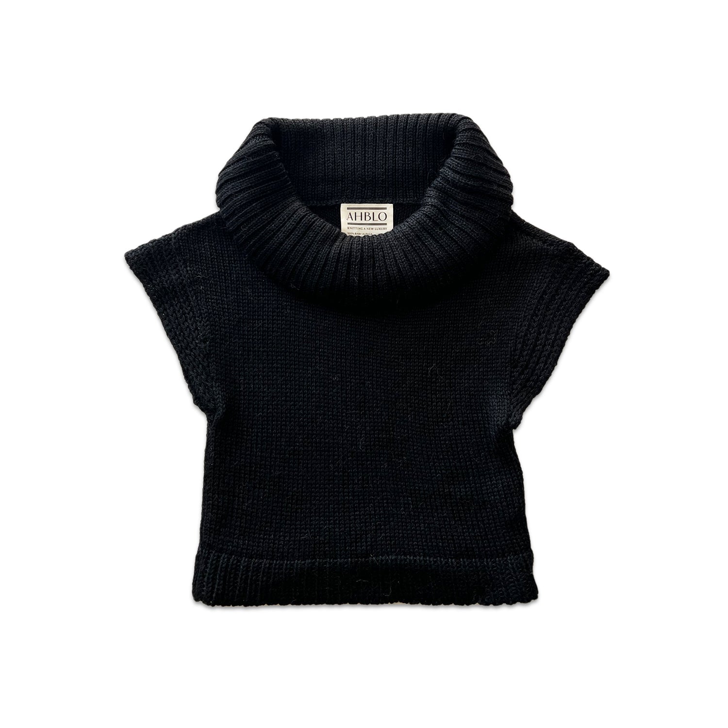 Black sweater crop top in alpaca wool