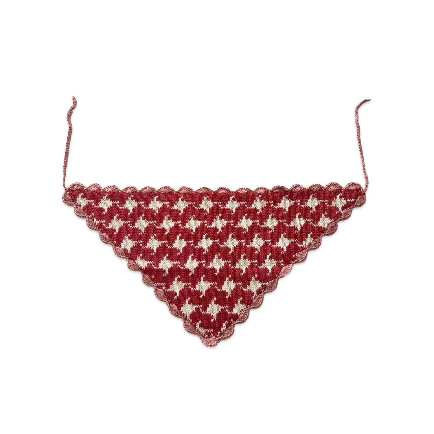 knitwear alpaca wool in white and pink reversible houndstooth