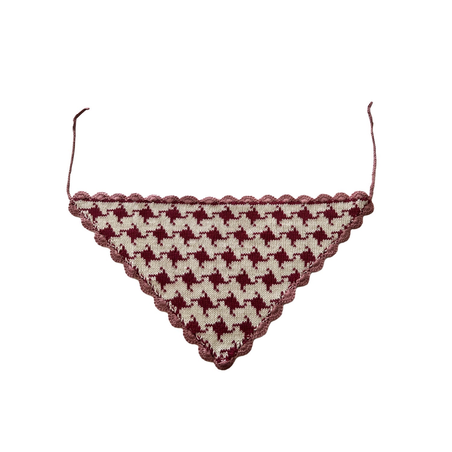 knitwear alpaca wool in pink and white reversible houndstooth
