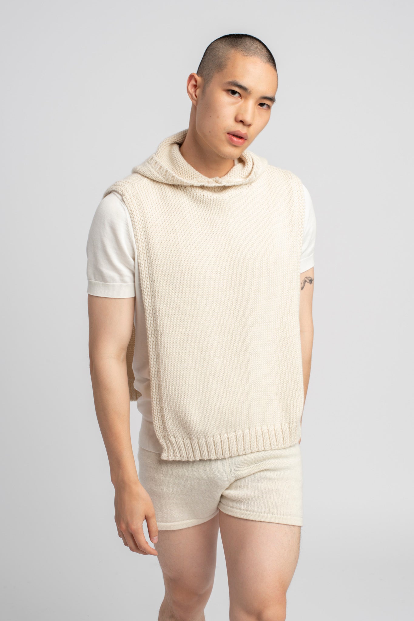 The Alpaca Knit Shorts in White