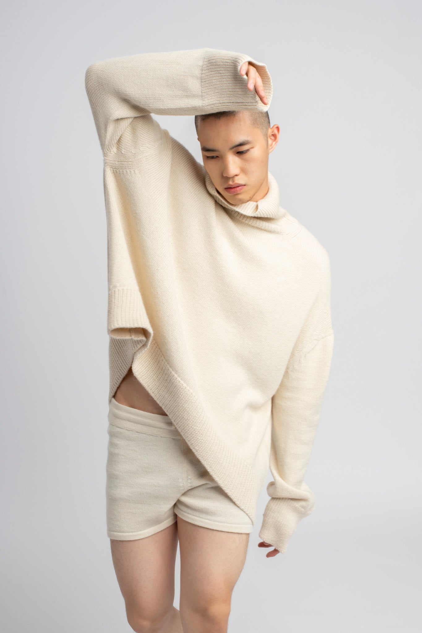 The Alpaca Knit Shorts in White