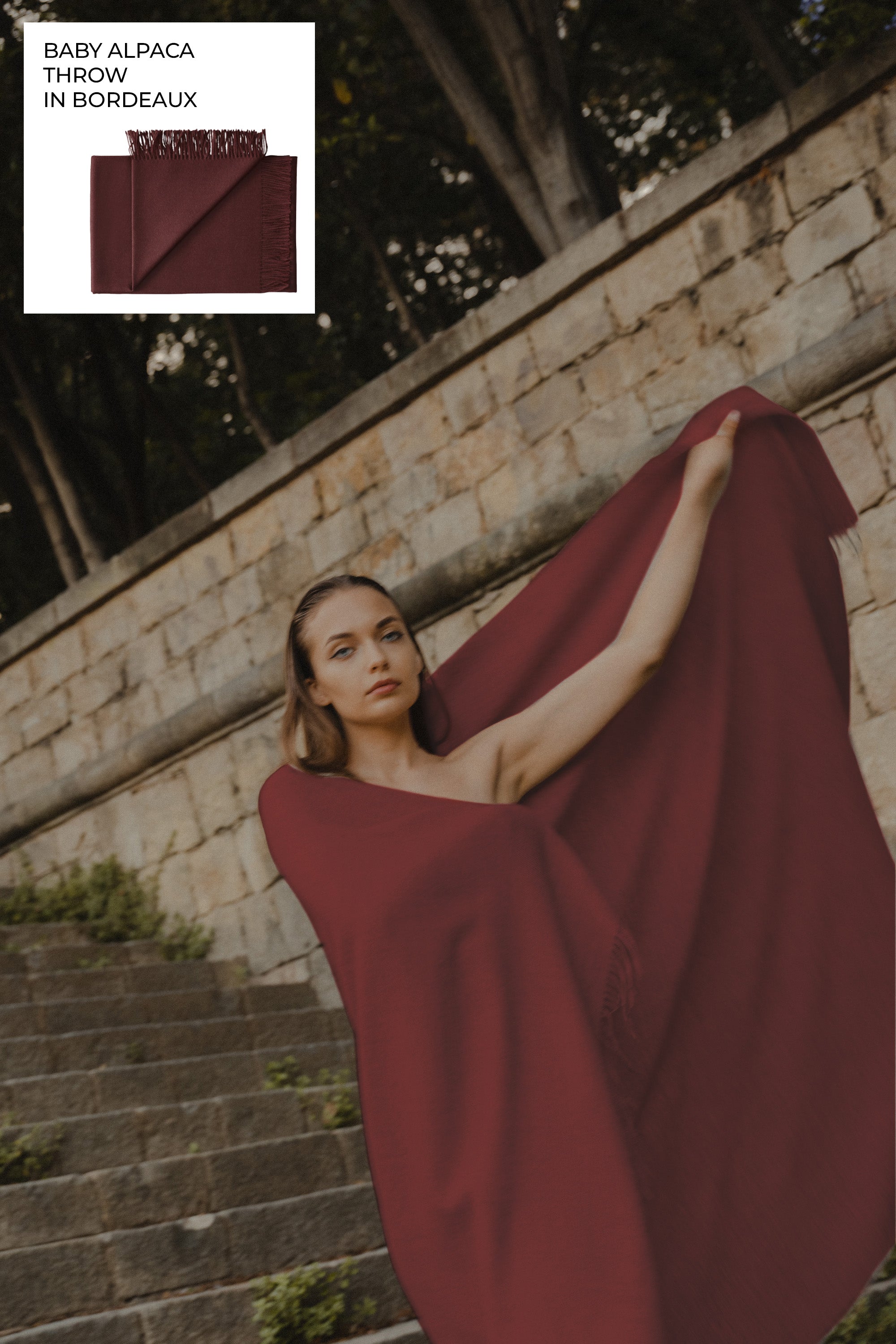 Riley Alpaca Oversized Throw Scarf in Bordeaux