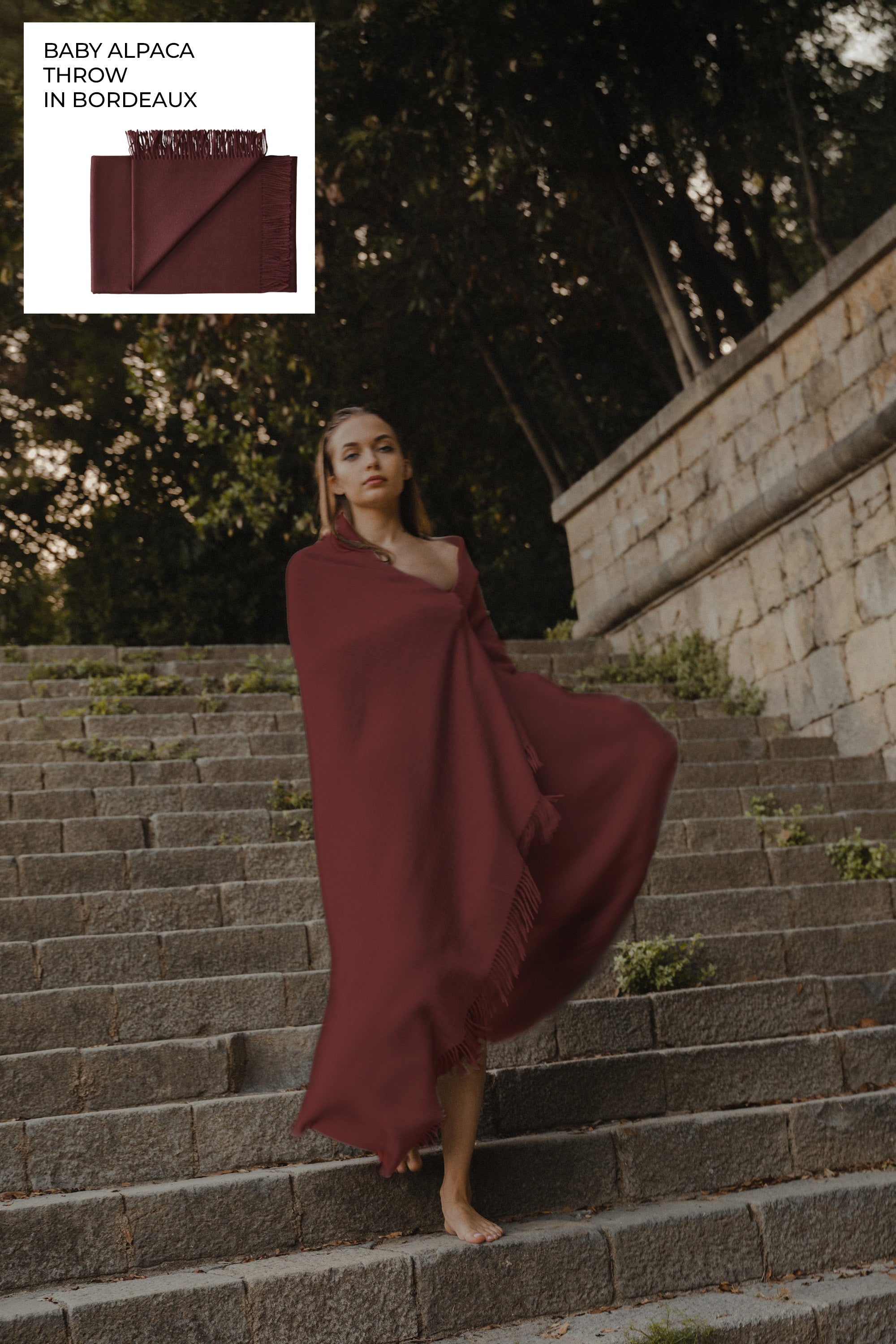 Riley Alpaca Oversized Throw Scarf in Bordeaux