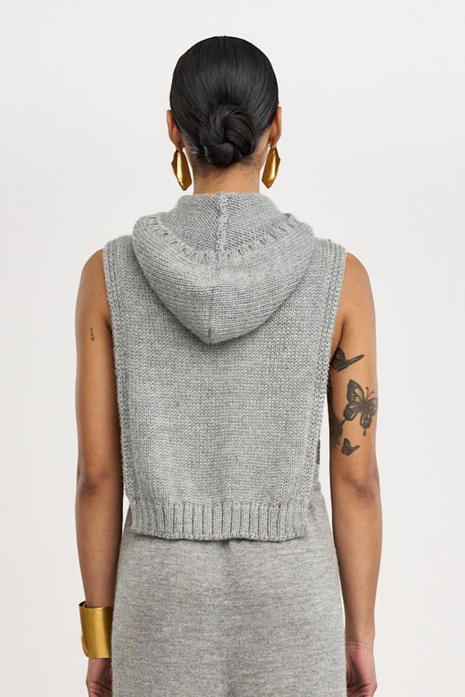 The Alpaca Knit Poncho in Light Grey