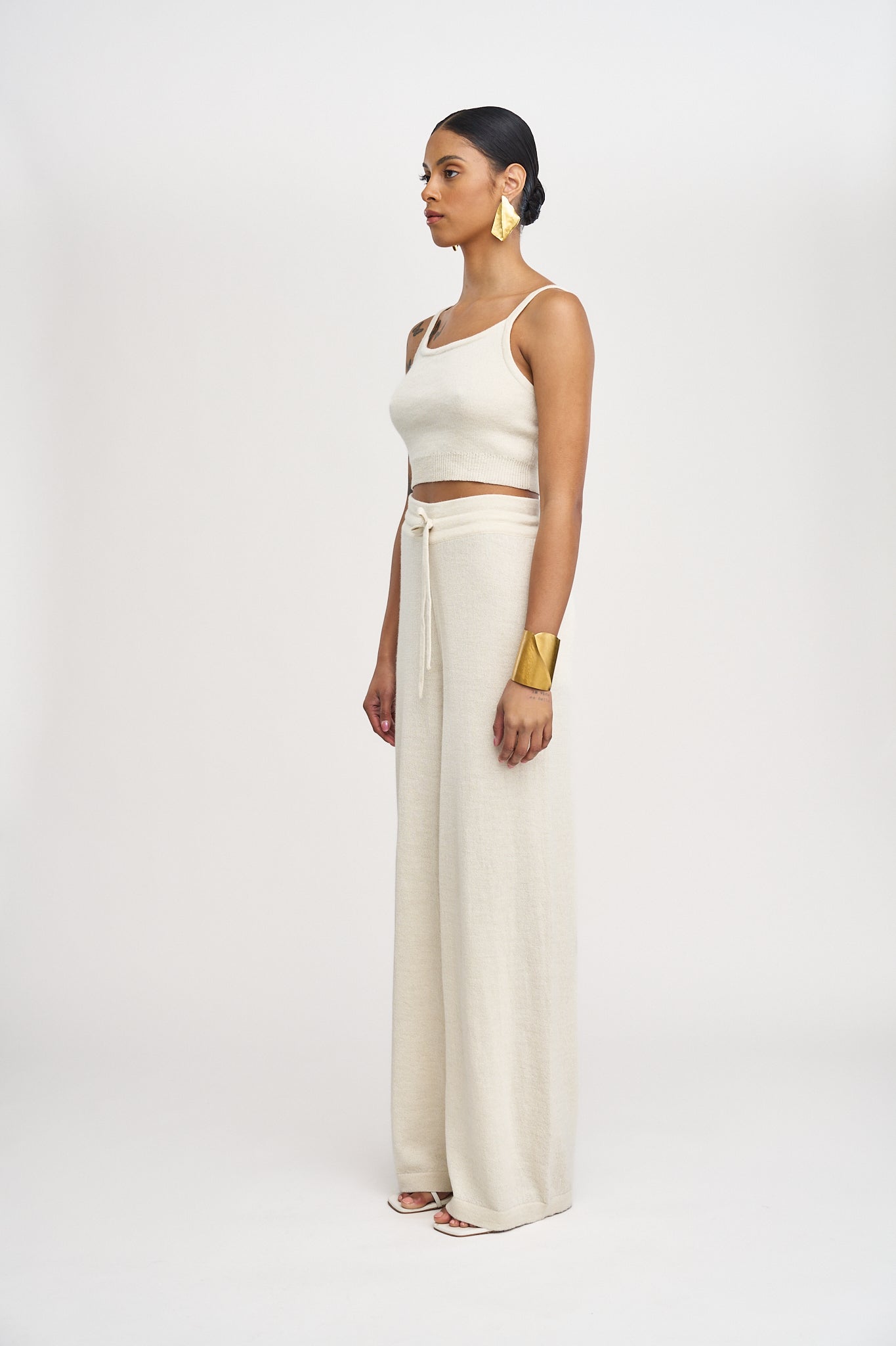 Avery Alpaca Wide Leg Pants in Cream