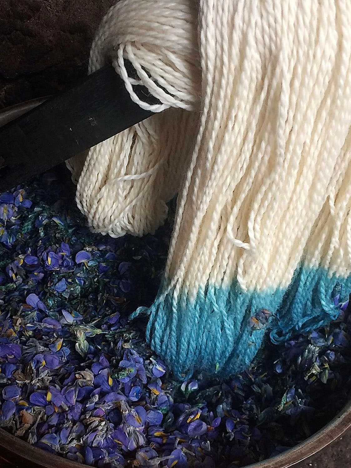 Baby alpaca yarn in natural blue dye