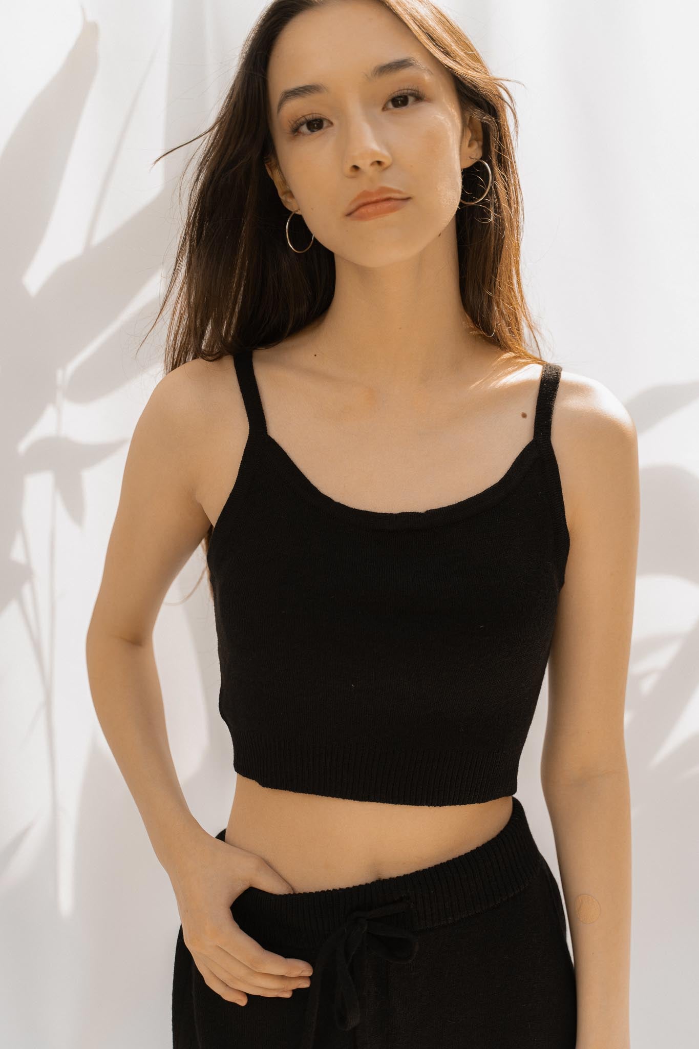 The Solace Alpaca and Silk Tank Top in black