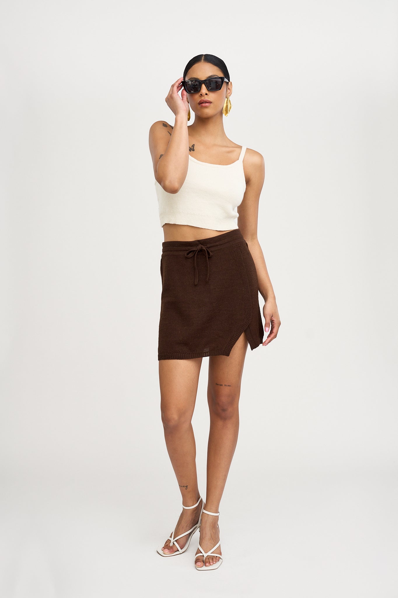 Lisa Alpaca Mini Skirt in Brown