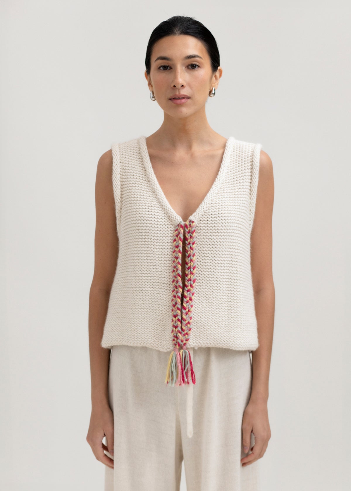 The Vela Braid Vest in Cream