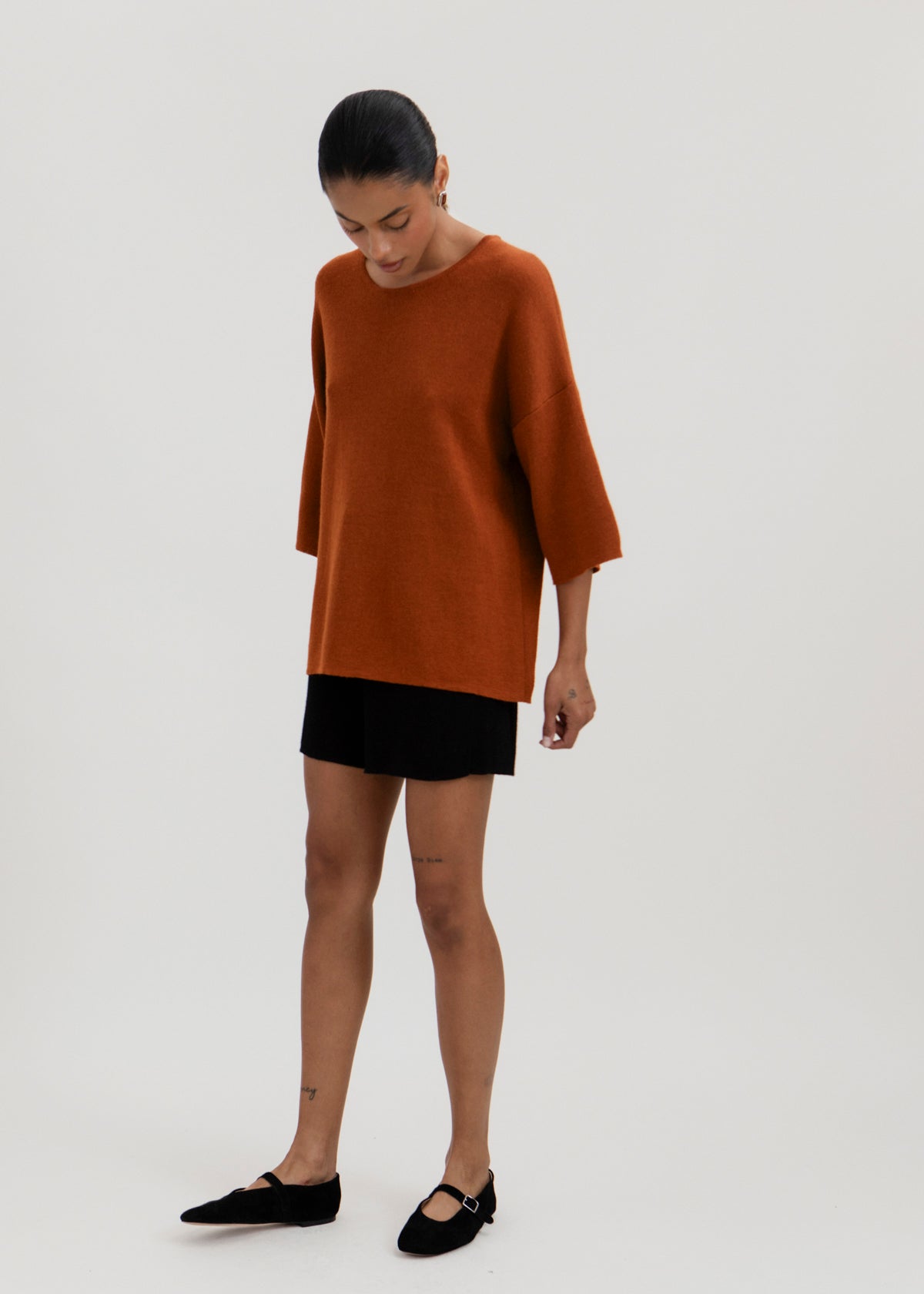 The Solace Tee Sweater in Burnt Orange