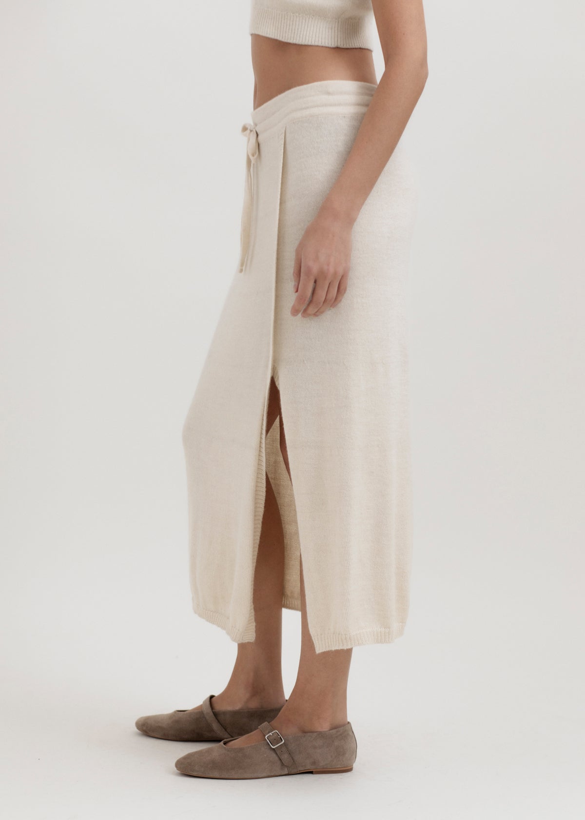 The Elise Midi Skirt in Cream