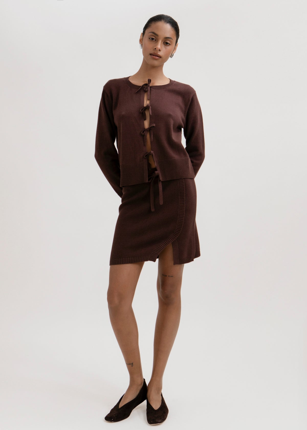 The Alin Mini Skirt in Chocolate Brown