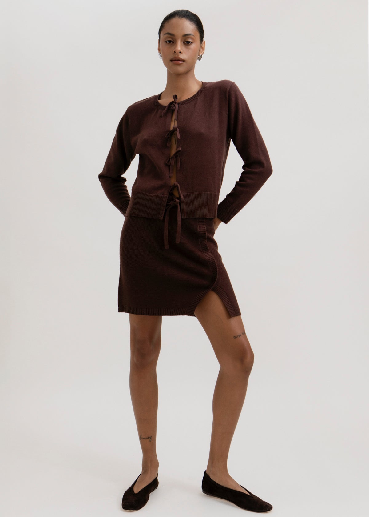 The Alin Mini Skirt in Chocolate Brown