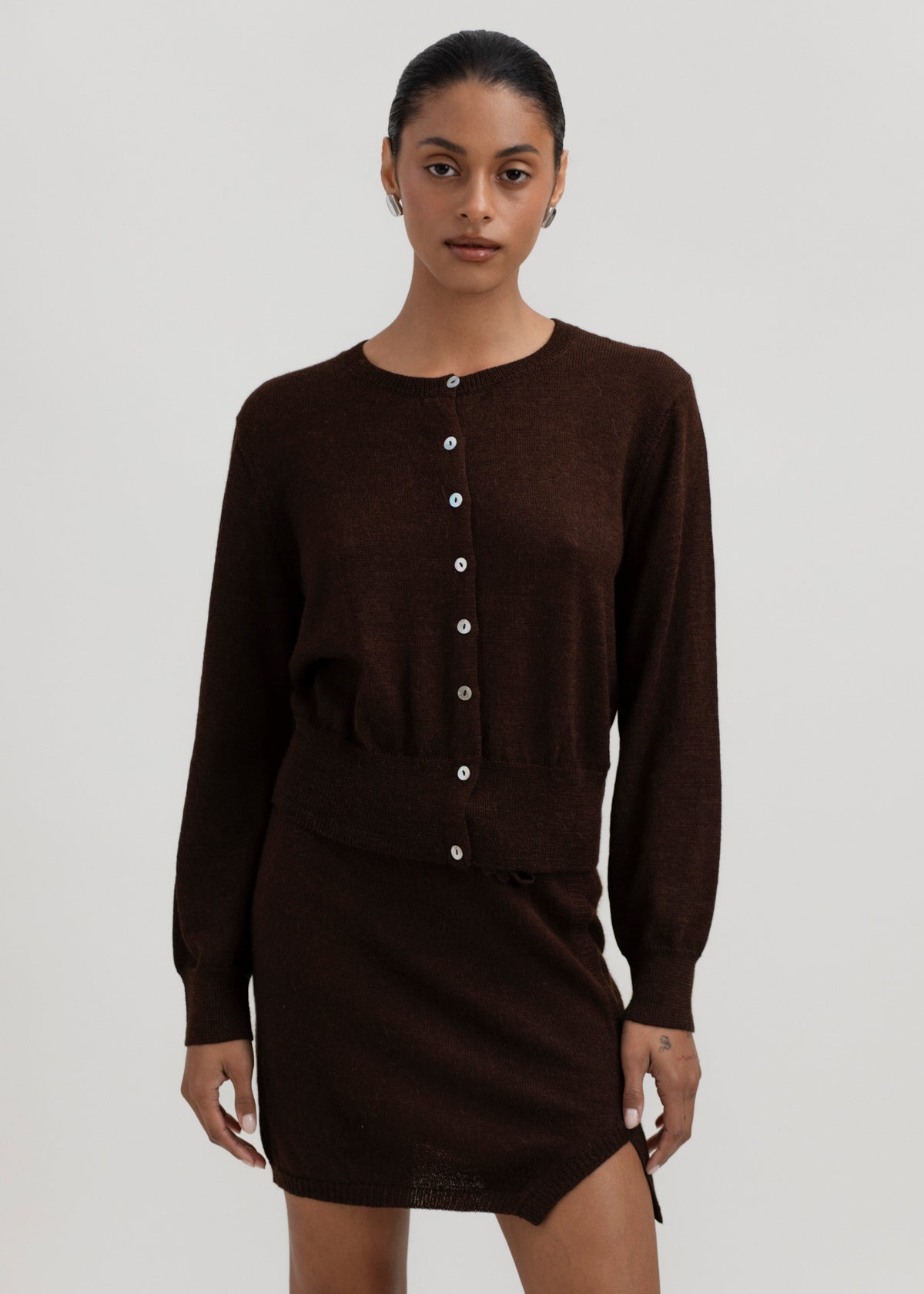 The Lulu Cardigan in Chocolate Brown