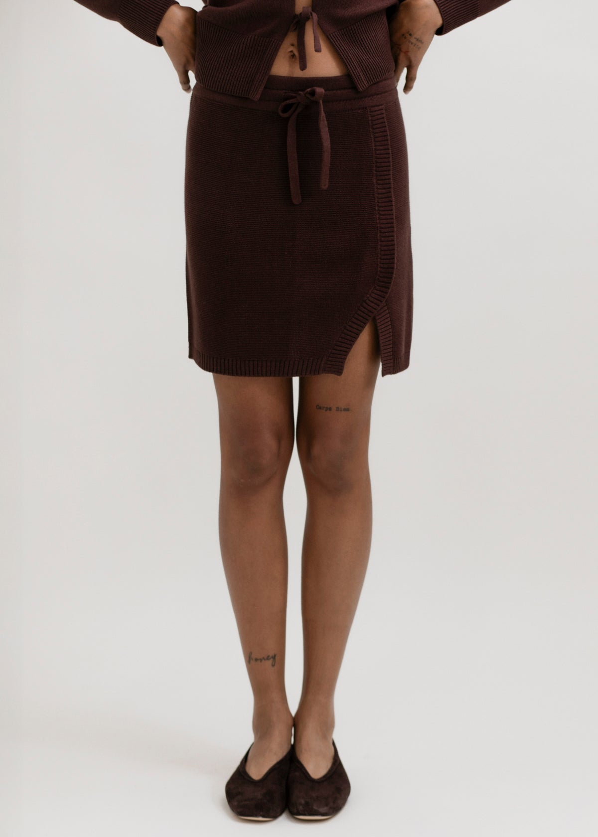 The Alin Mini Skirt in Chocolate Brown
