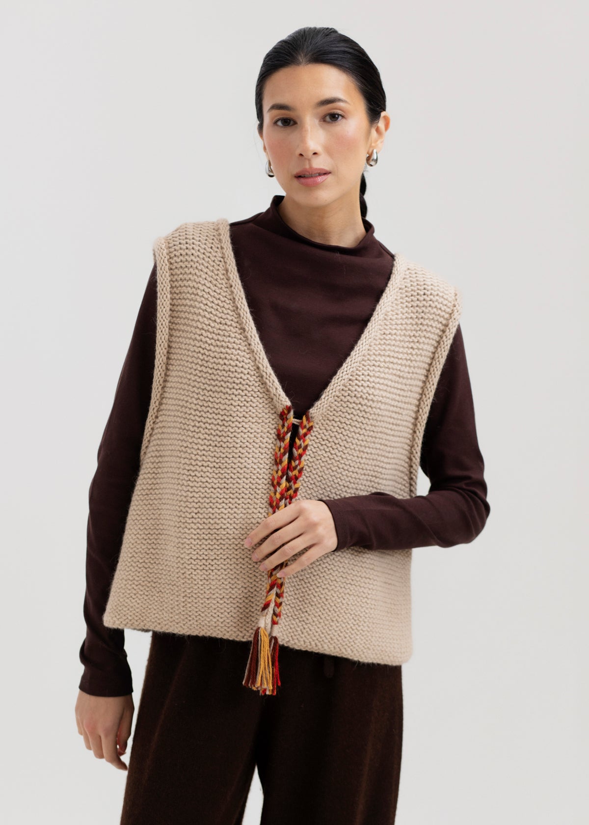 The Vela Braid Vest in Praline