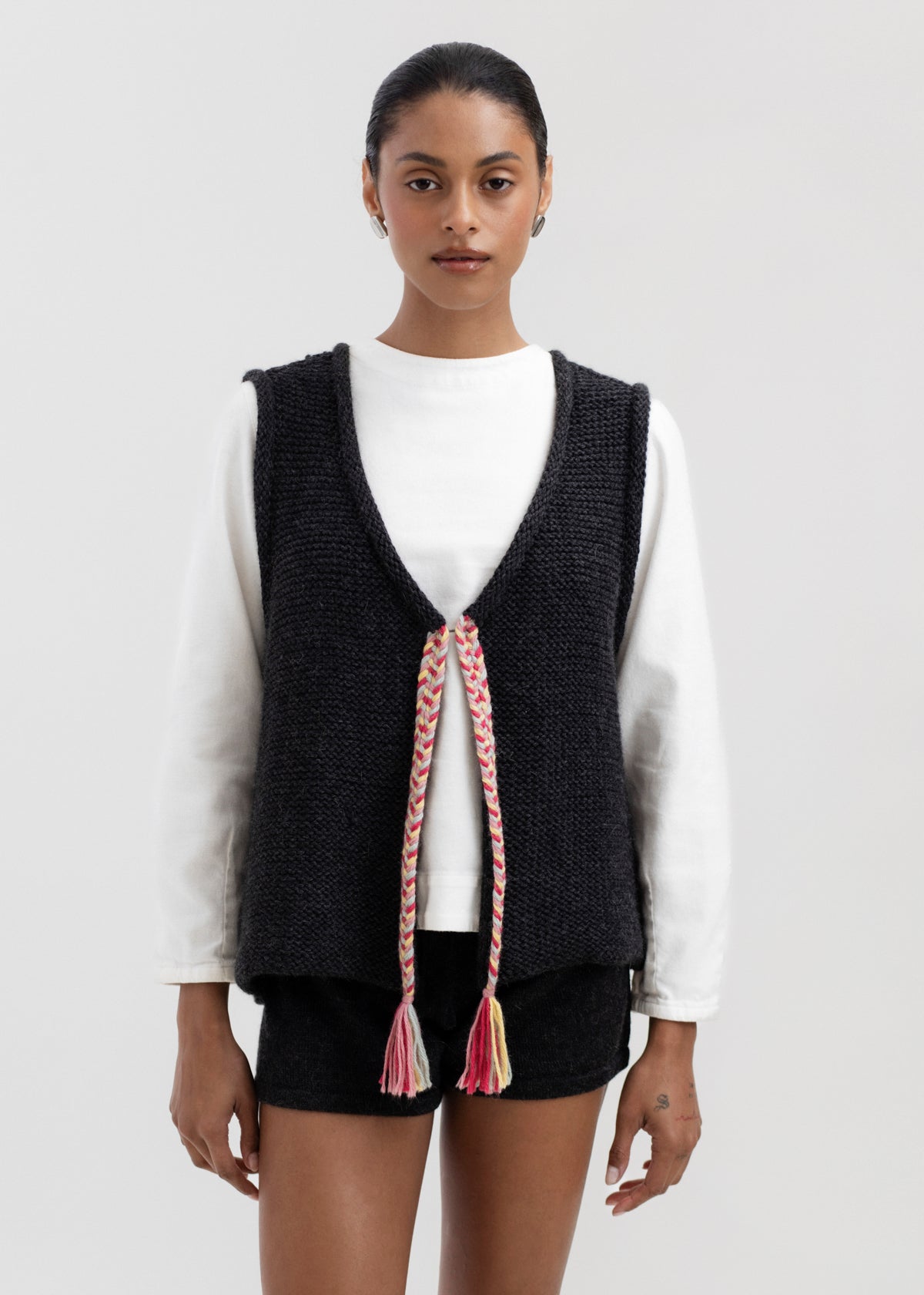 The Vela Braid Vest in Charcoal