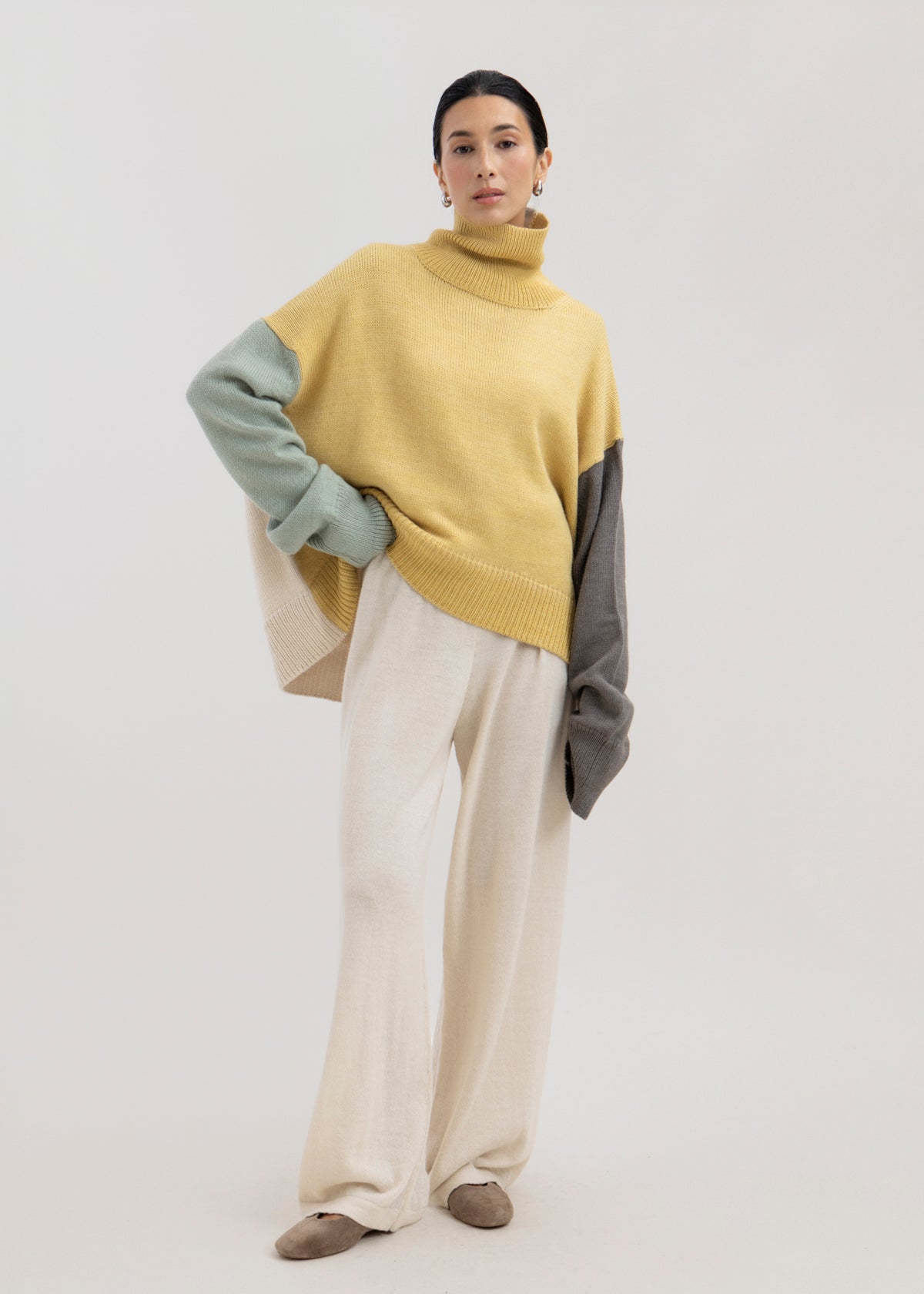 The Cedar Colorblock Sweater in Buttercream Mix