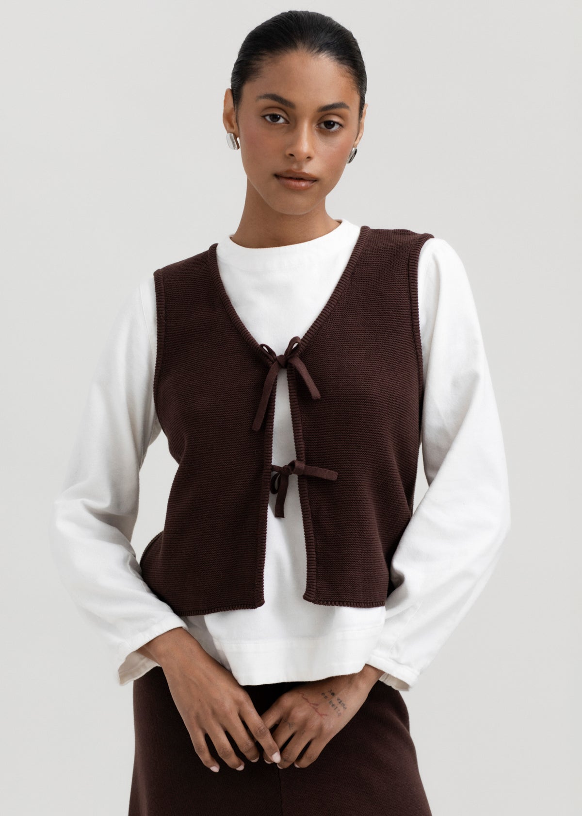 Luzia Vest | Chocolate Brown | Cotton Alpaca Blend | Ahblo