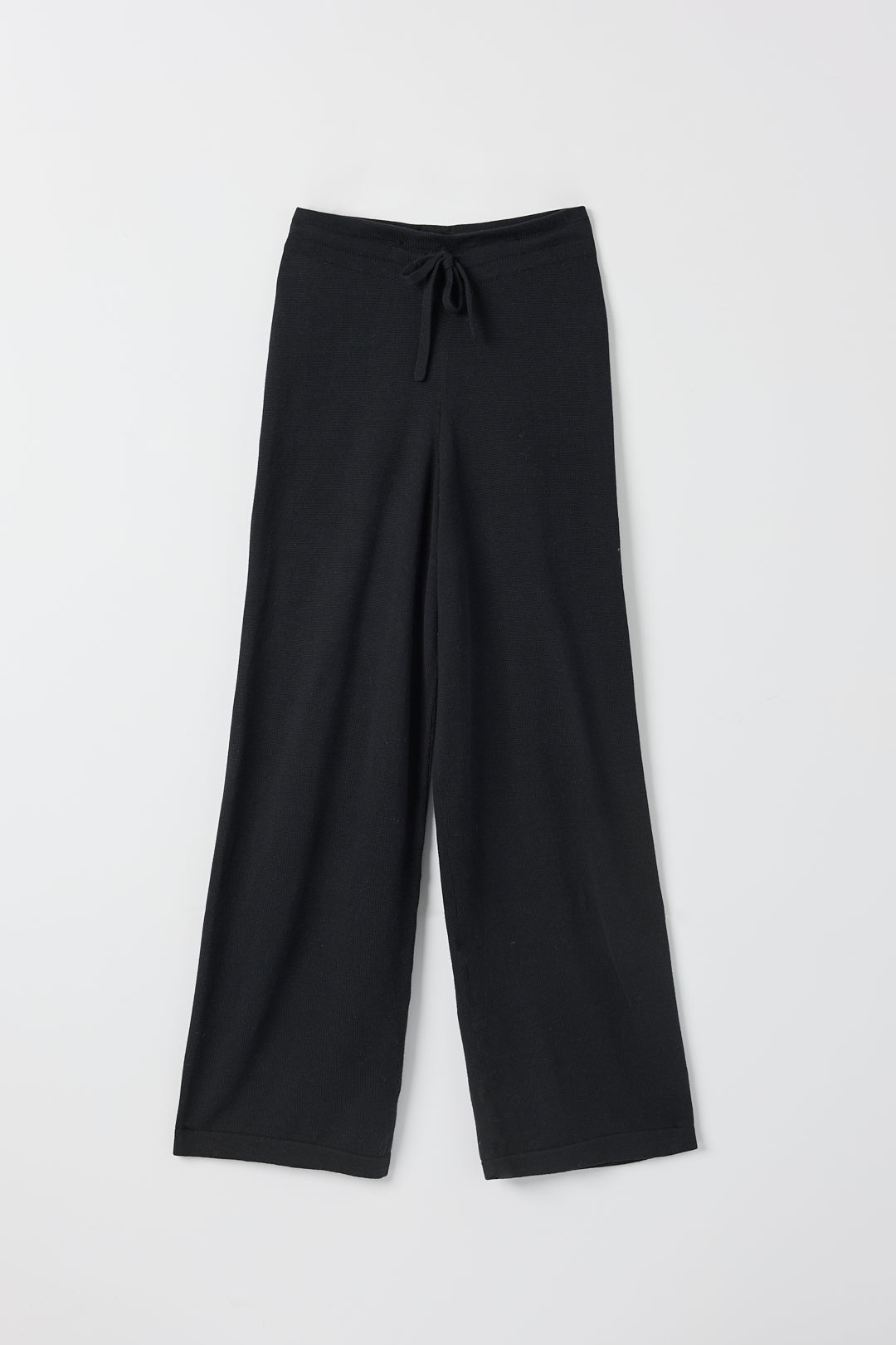Alba Pants in Black, cotton and baby alpaca wide-leg pants by Ahblo, flat lay