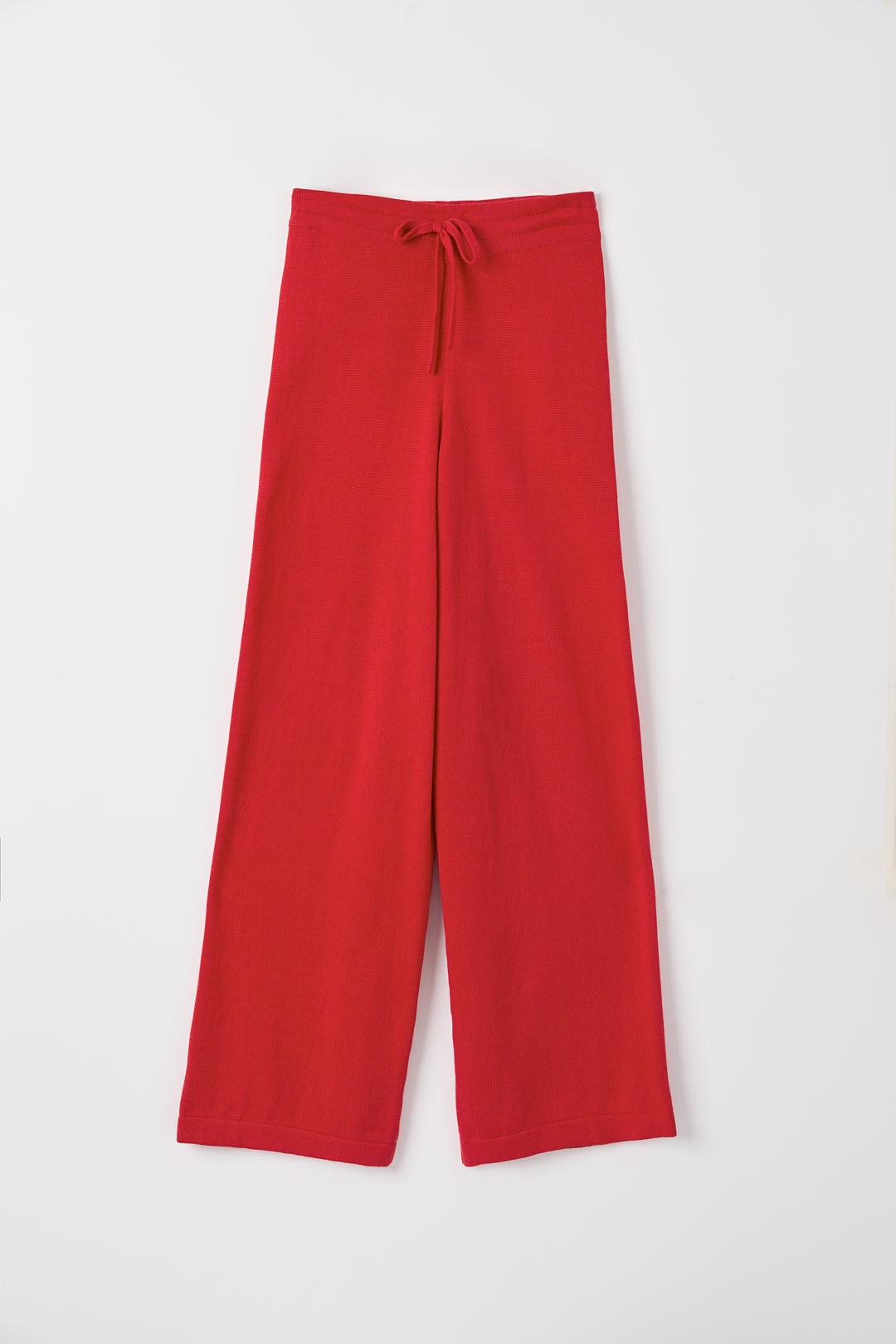 Alba Pants in Cerise, cotton and baby alpaca wide-leg pants by Ahblo, flat lay