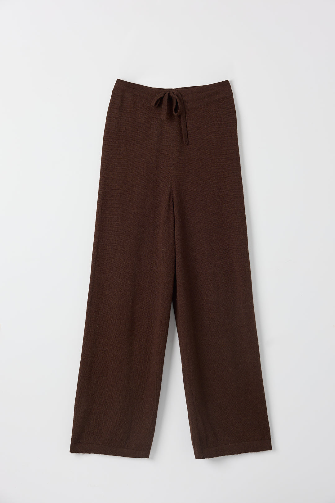 Alba Pants in Chocolate Brown, cotton and baby alpaca wide-leg pants by Ahblo, flat lay