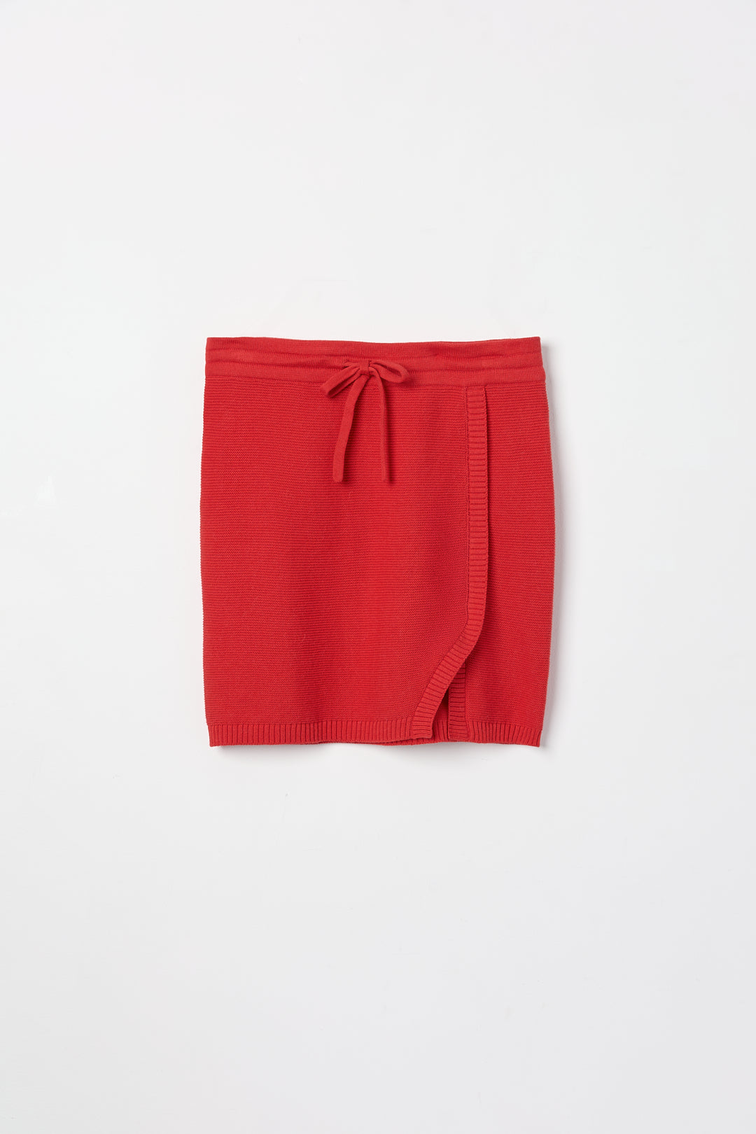 Alin Mini Skirt in Cerise, cotton and baby alpaca mini skirt by Ahblo, flat lay