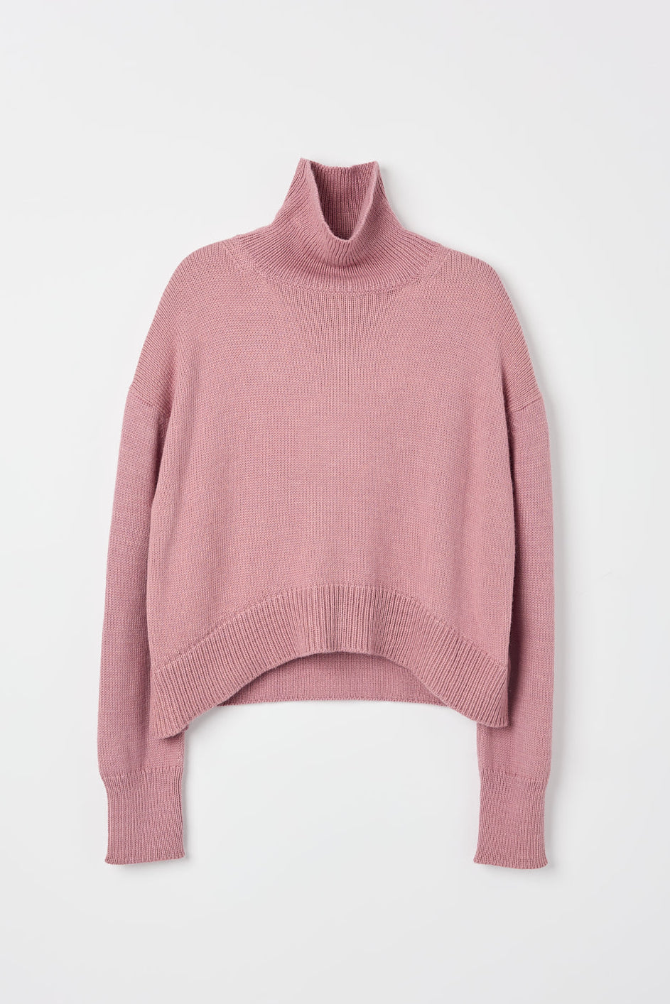 Cedar Sweater in Soft Blush, oversized baby alpaca turtleneck sweater by Ahblo, flat lay