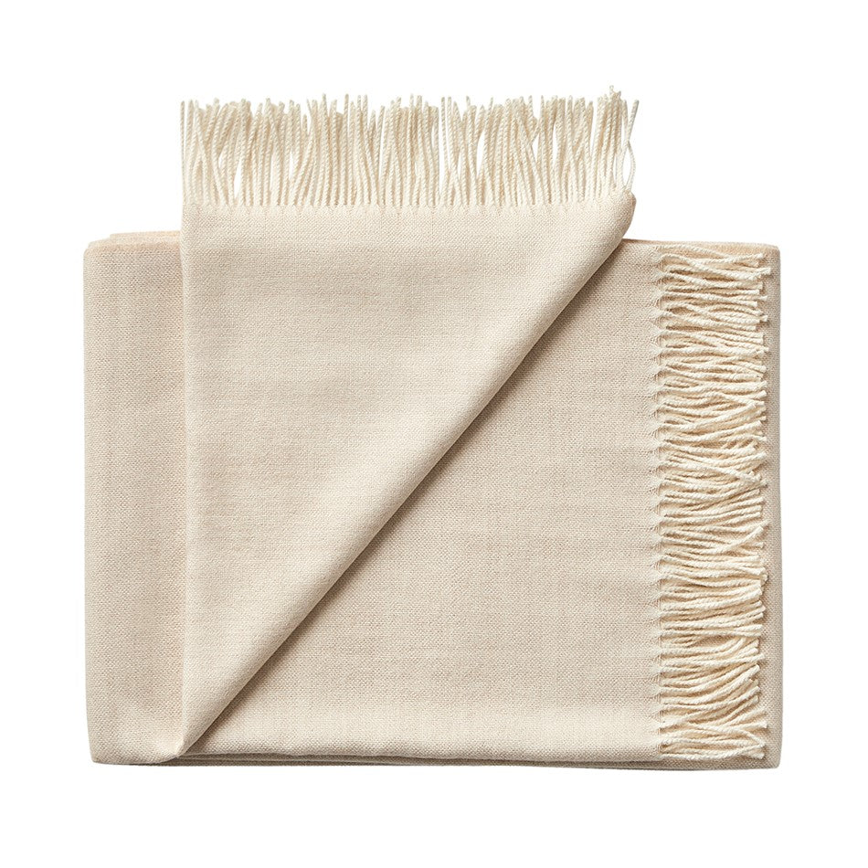 Elia Throw in Cream, baby alpaca throw blanket by Ahblo, flat lay