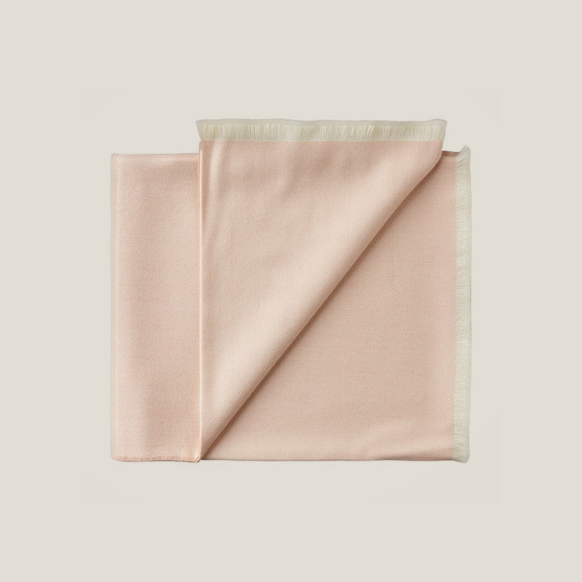 Liora Throw in Rose Mist, baby alpaca herringbone throw blanket by Ahblo, flat lay