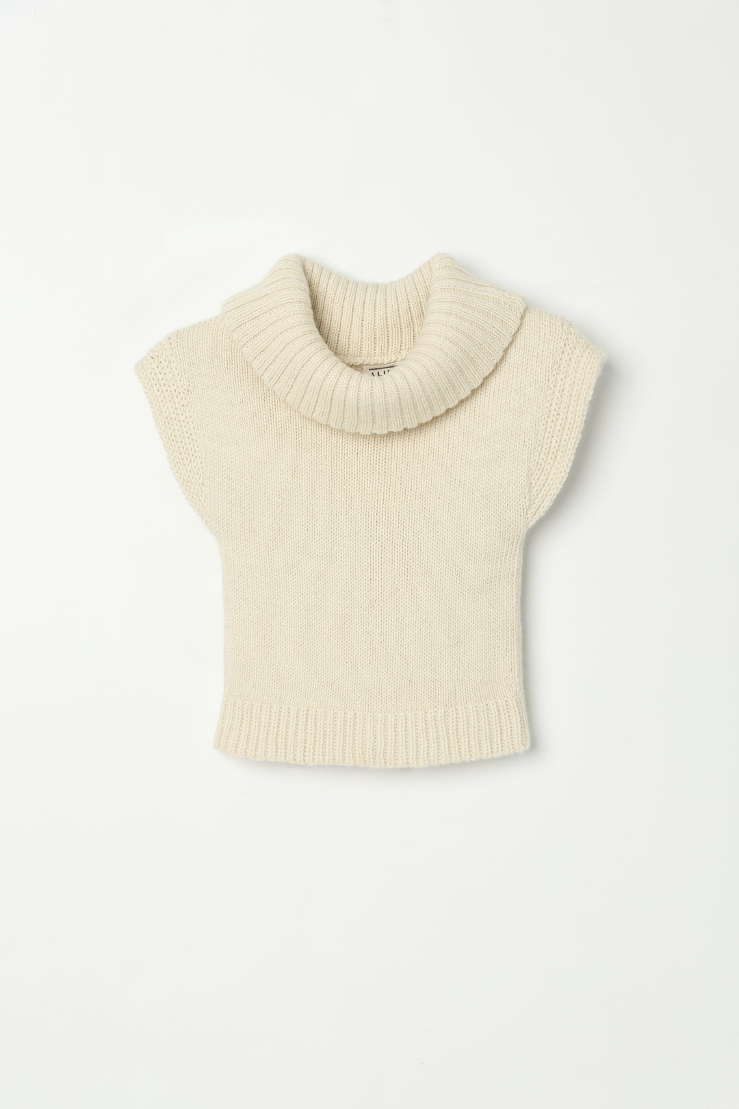 Luna Top in Cream, baby alpaca knit top by Ahblo, flat lay