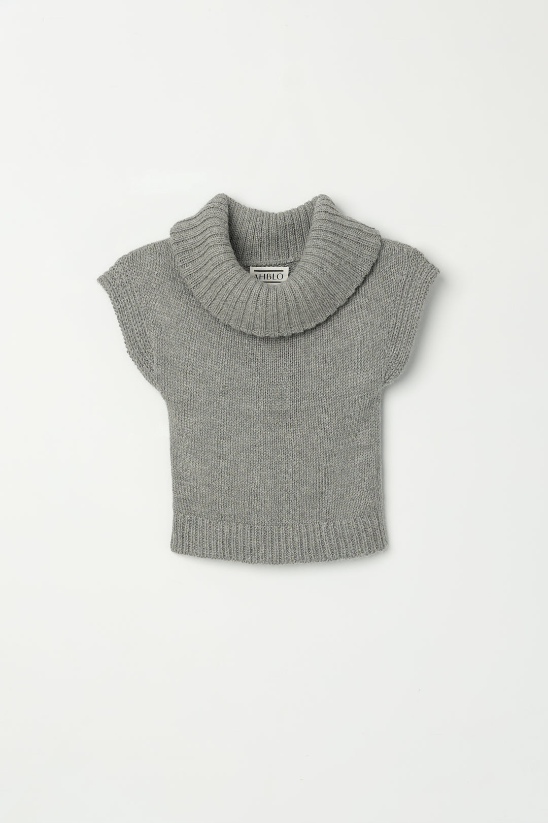 Luna Top in Mist Grey, baby alpaca knit top by Ahblo, flat lay