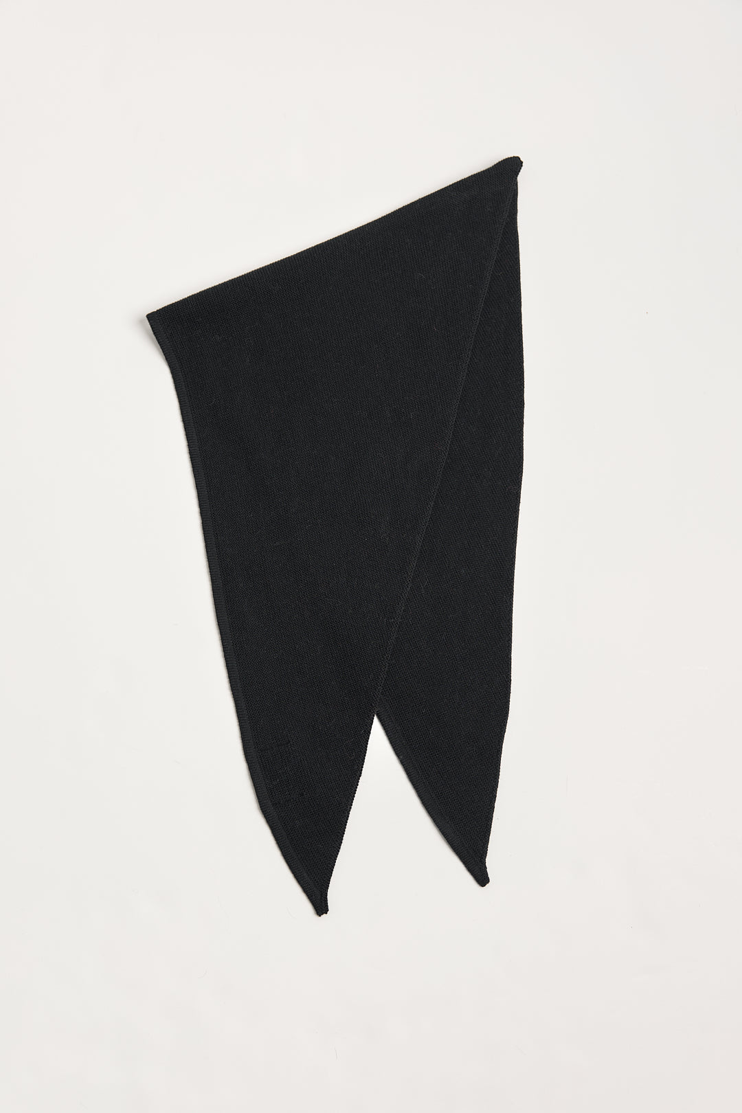 Nora Scarf in Black, cotton and baby alpaca triangle scarf by Ahblo, flat lay