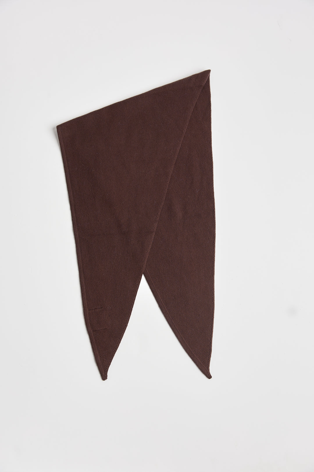 Nora Scarf in Chocolate Brown, cotton and baby alpaca triangle scarf by Ahblo, flat lay