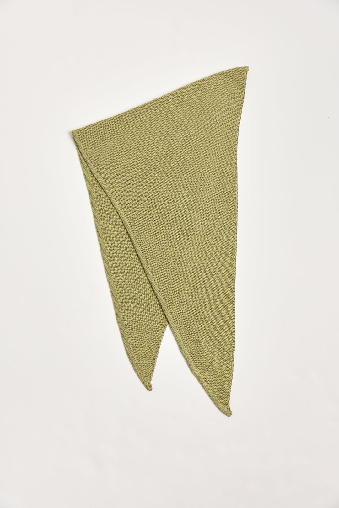 Nora Scarf in Olive, cotton and baby alpaca triangle scarf by Ahblo, flat lay