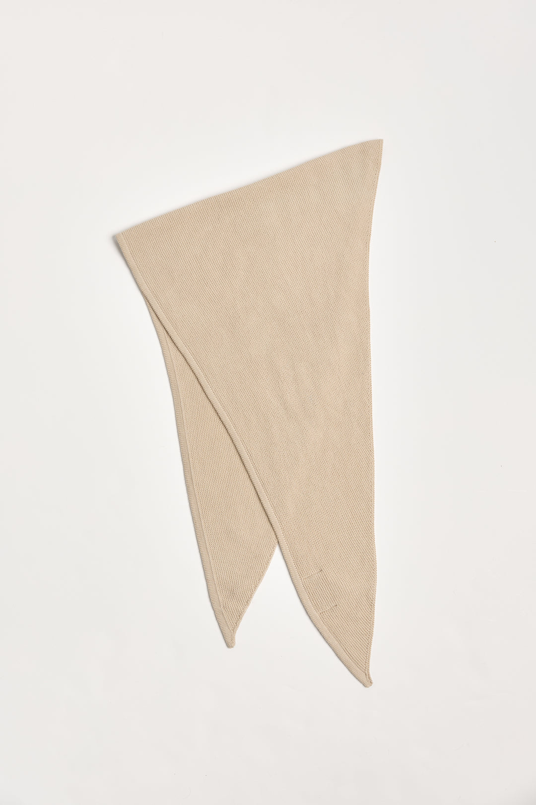 Nora Scarf in Praline, cotton and baby alpaca triangle scarf by Ahblo, flat lay
