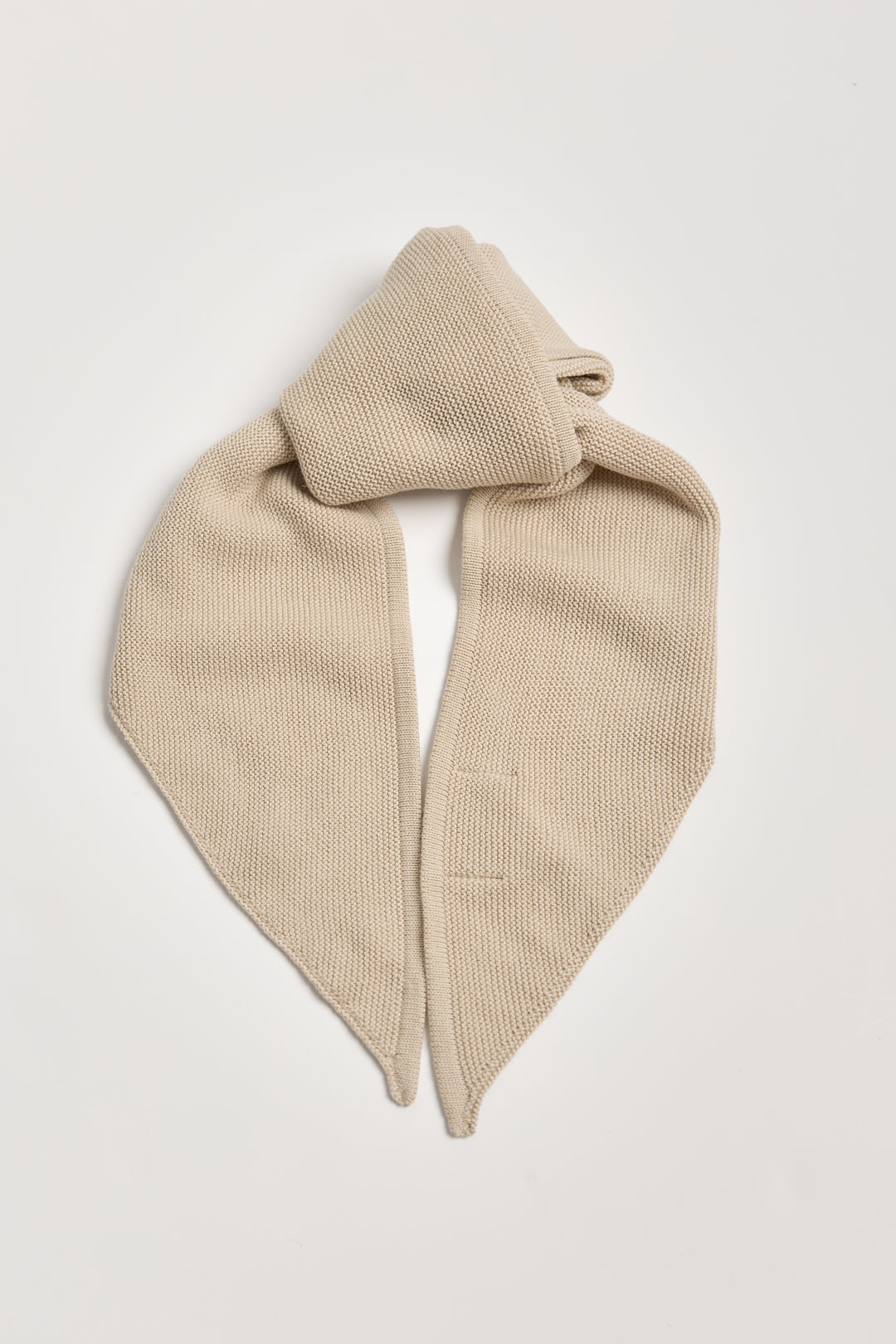Nora Scarf in Praline, cotton and baby alpaca triangle scarf by Ahblo, flat lay