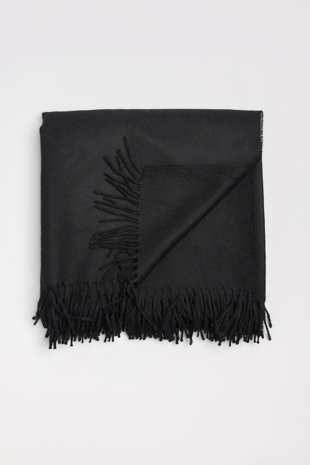 Riley Scarf in Black, blanket-size baby alpaca scarf by Ahblo, flat lay