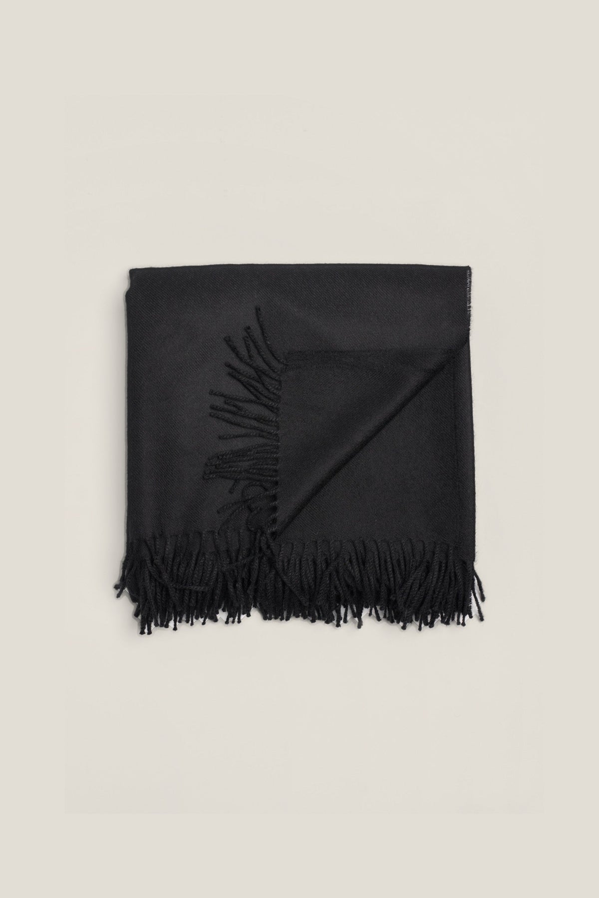 Riley Scarf in Black, blanket-size baby alpaca scarf by Ahblo, flat lay