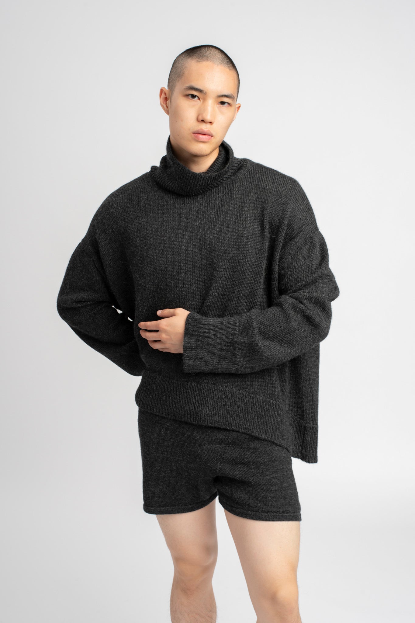 Dark Grey Shorts | Gender Trade Fair Alpaca Fluid Knitwear